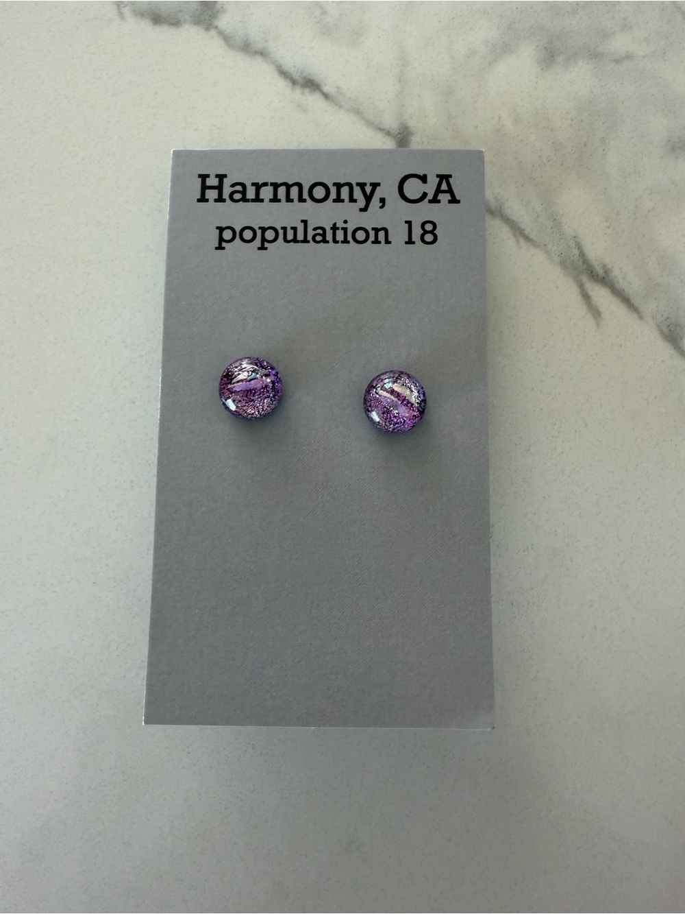 Purple Glass Stud Earrings